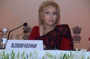 Dr.Blossom Kochhar addresseS the audience at the CII Wellness Conference