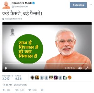 1.1 million conversations on Twitter for Modi Government’s 3rd anniversary