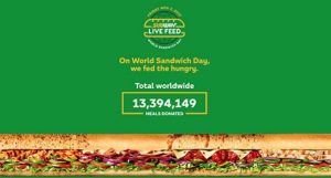 Subway® gives away 13 million+ meals to hunger-relief charities