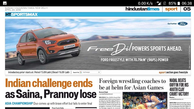 Ford India launches an innovative campaign with Hindustan Times