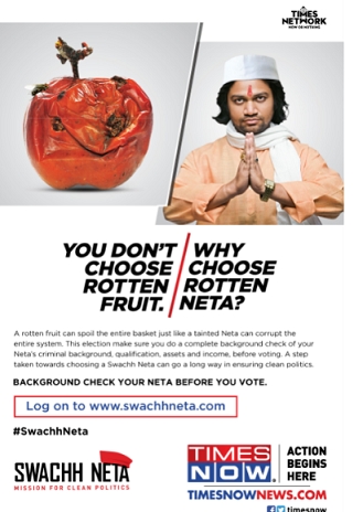 TIMES NOW announces ‘Swachh Neta’, a voter welfare initiative