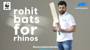 Rohit Sharma bats for rhinos in association with WWF India and Animal Planet