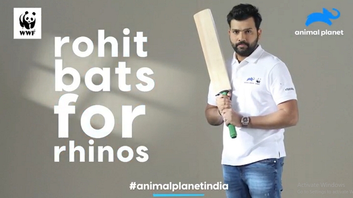 Rohit Sharma bats for rhinos in association with WWF India and Animal Planet 2 Rohit Sharma bats for rhinos in association with WWF India and Animal Planet