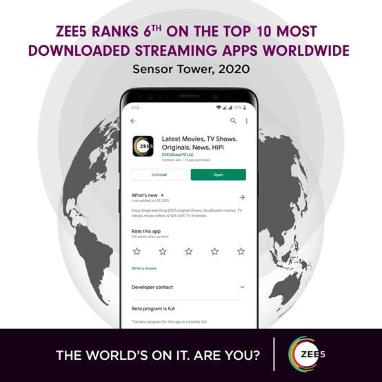 ZEE5 becomes 6th most downloaded video streaming app on Google Play
