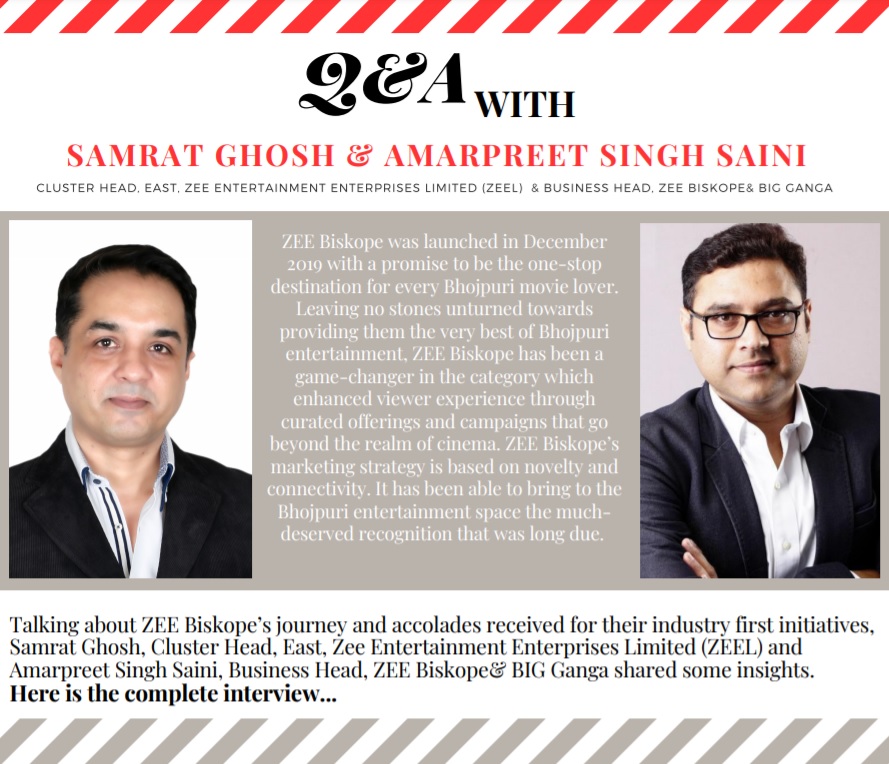Samrat Ghosh, Cluster Head, East, Zee Entertainment Enterprises Limited (ZEEL) and Amarpreet Singh Saini, Business Head, ZEE Biskope& BIG Ganga