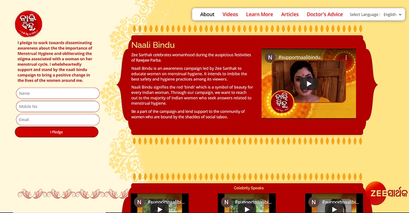 Zee Sarthak launches ‘Naali Bindu’ campaign to promote menstrual hygiene