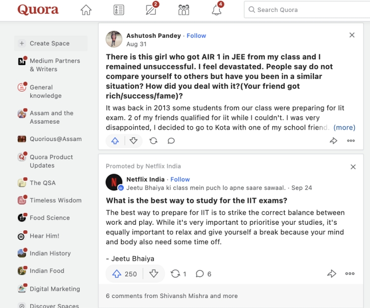 Netflix India launches their business page on Quora to promote Kota Factory's Season 2