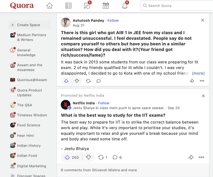 Netflix India launches their business page on Quora to promote Kota Factory's Season 2