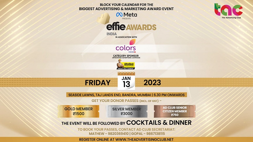 AdClub to host Effie India Awards on 13th Jan